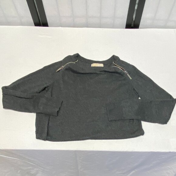 Michael Kors Zipped Crew Neck Long Sleeve Patch Pocket Tunic Sweater Grey S - Picture 10 of 11